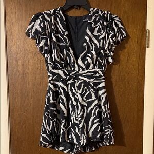 Nasty Gal Black and White Zebra Print Romper